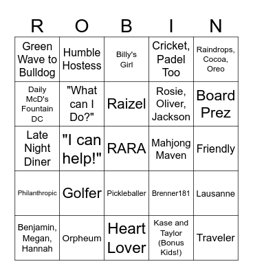 60 YEARS OF ROBIN! Bingo Card