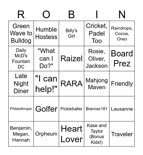 60 YEARS OF ROBIN! Bingo Card