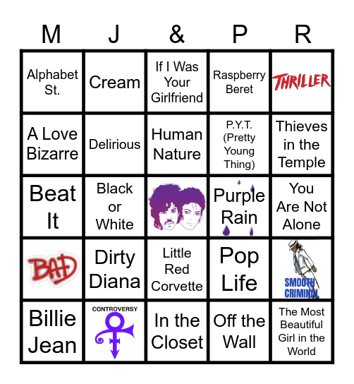 Michael and Prince Bingo Card