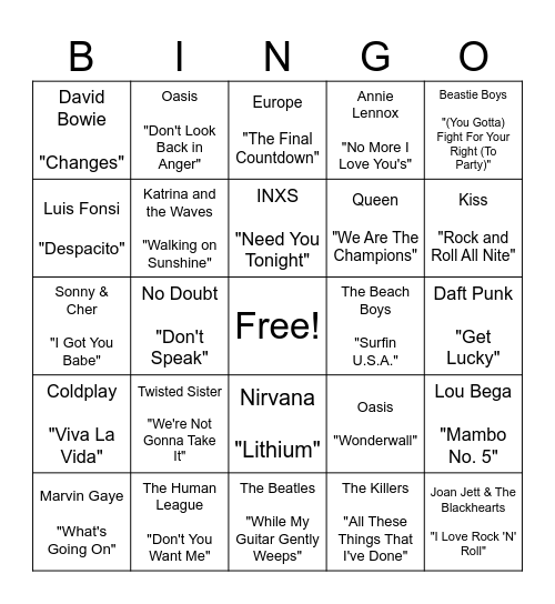 Mariachi Covers Bingo Card