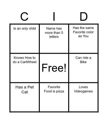 CLASSMATE BINGO Card