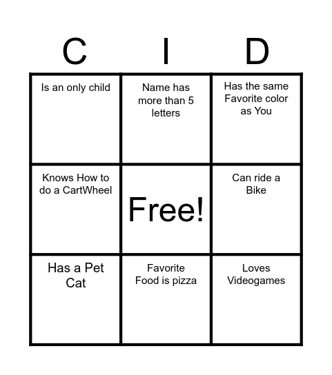 CLASSMATE BINGO Card