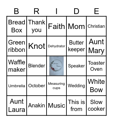 Madison’s bridal shower Bingo Card