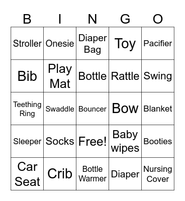 Baby Emilia Bingo Card