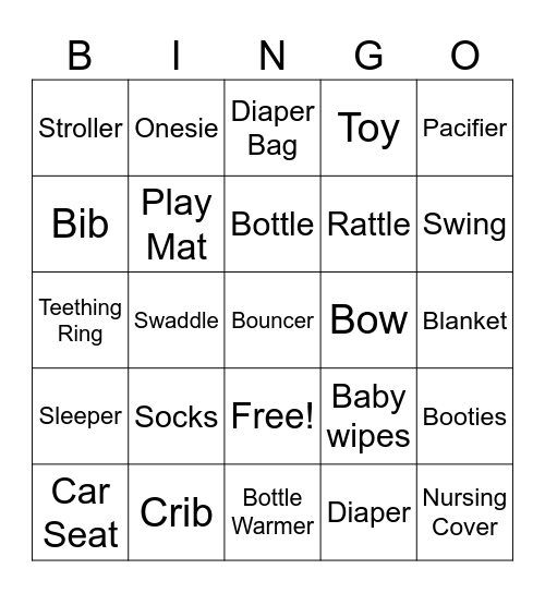Baby Emilia Bingo Card