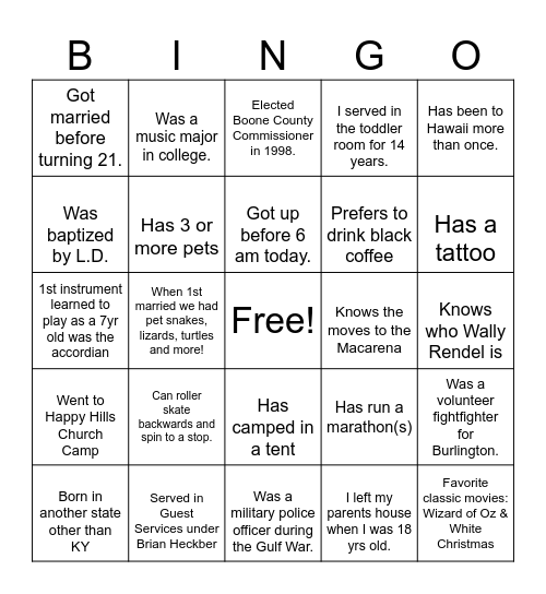 The Service Leader Connection - Who Knew?! Bingo Card