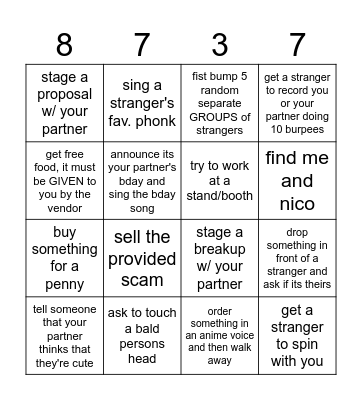 626 bingo Card