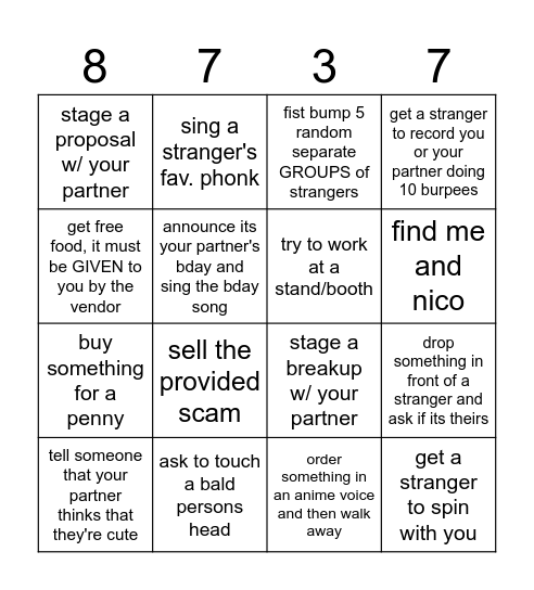 626 bingo Card
