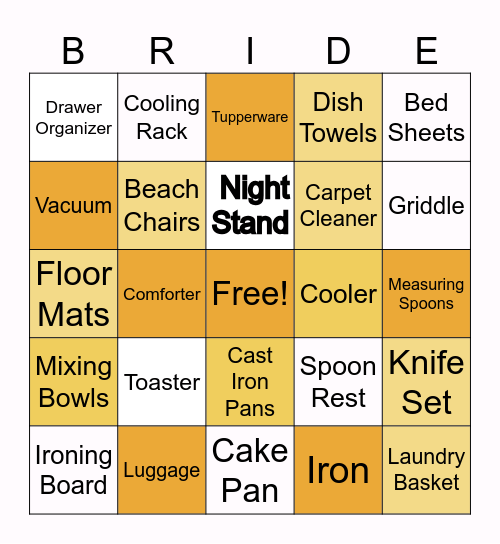 Bridal Shower Bingo Card