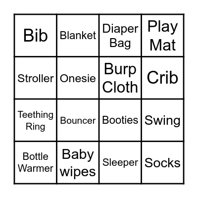 Baby Emilia Bingo Card