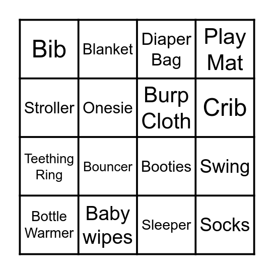 Baby Emilia Bingo Card