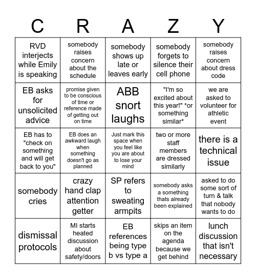 Heeeeere we go! Bingo Card