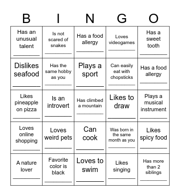 FIND SOMEONE WHO... Bingo Card