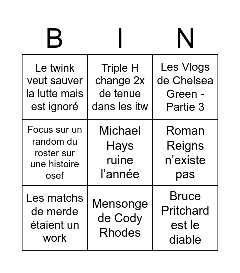 Unreal 3 Bingo Card