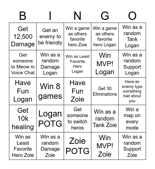 Overwatch Bingo! Bingo Card