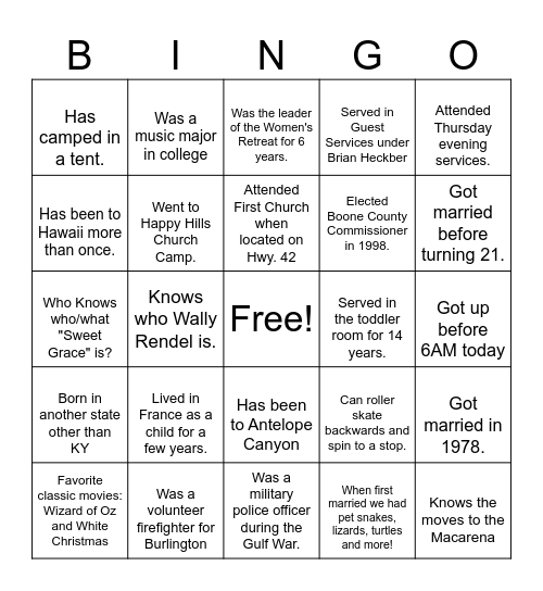 The Service Leader Connection - Who Knew?! Bingo Card