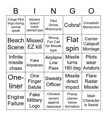 Plane Autism Movie Bingo Card
