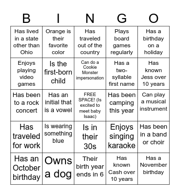 Find someone who... Bingo Card