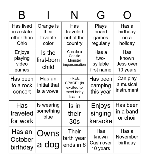 Find someone who... Bingo Card