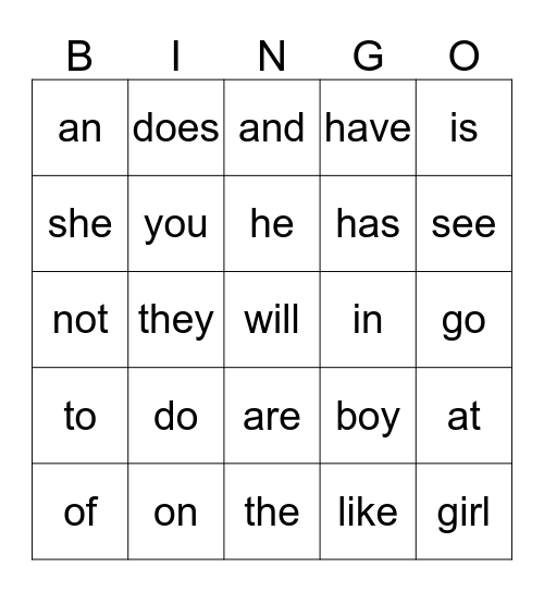 iRead Sight Words - K (#1) Bingo Card
