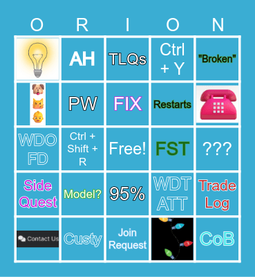 Trading/Cost Queue Bingo Card