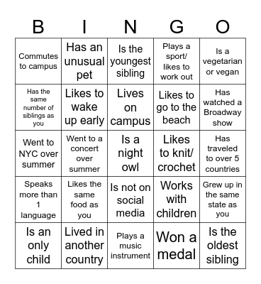 Find someone who ... Bingo Card