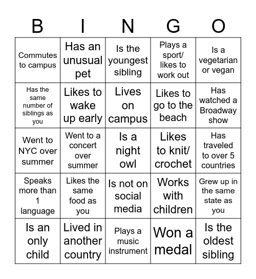 Find someone who ... Bingo Card