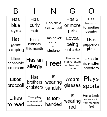Human Bingo Card