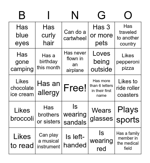 Human Bingo Card
