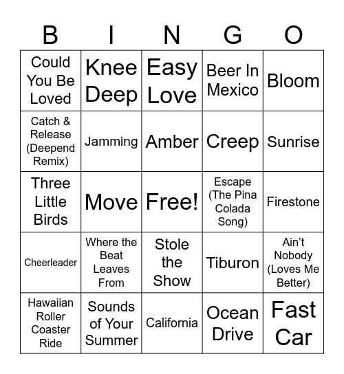 26MB Tropical Vibes Round 1 Bingo Card