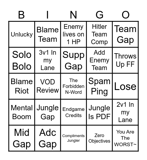 The Frosty Special Bingo Card