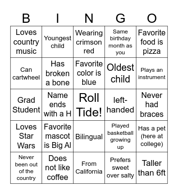 Intern Bingo Card
