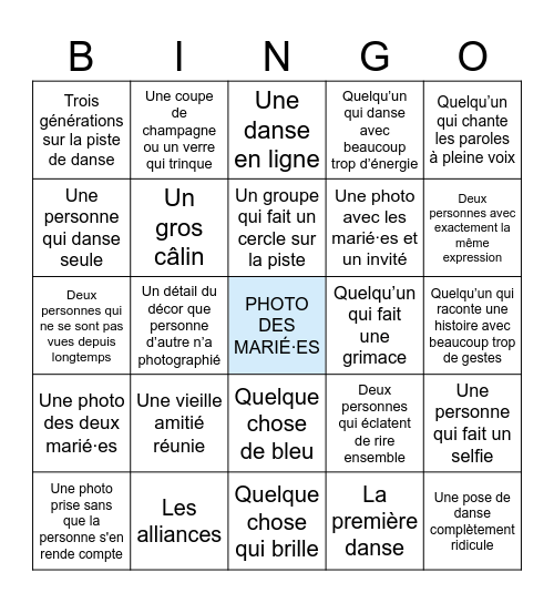 Mariage d'Amy et Aubrey Bingo Card