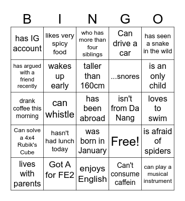 FIND SOMEONE WHO Bingo Card