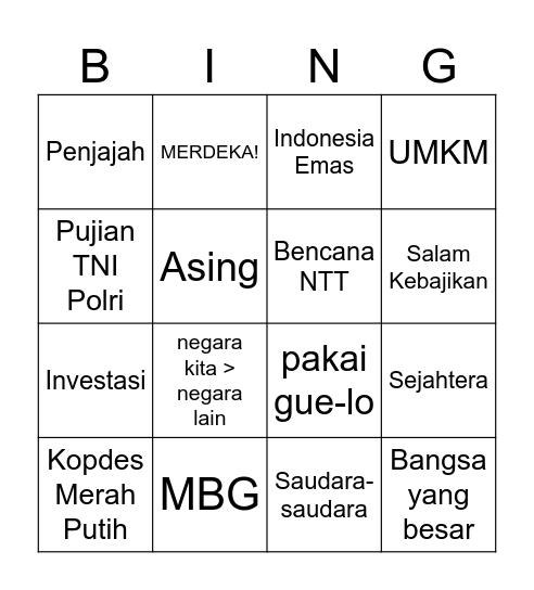 pidato w0w0 Bingo Card