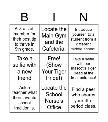 TIGER LAUNCH EXPLORATION BINGO Card