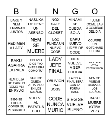 PASARA EN EL FINAL DE ZEZTZ (= Bingo Card