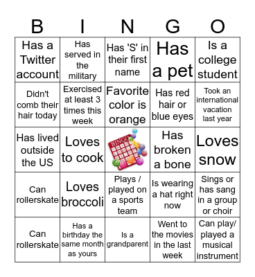 FAMILY TIME BINGO - Find someone who... Bingo Card