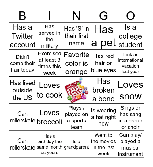 FAMILY TIME BINGO - Find someone who... Bingo Card