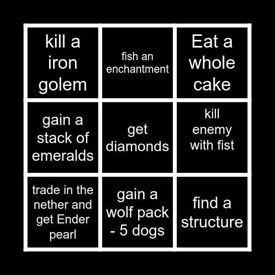 Minecraft Bingo Card