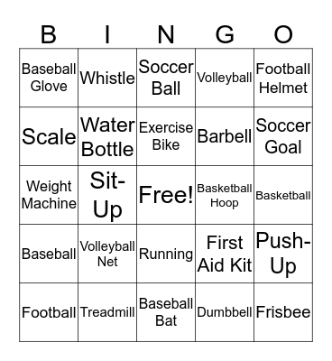 Gym Bingo Card