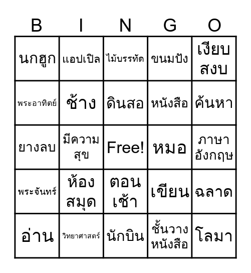 LIBRARY VOCABULARY BINGO CHALLENGE Bingo Card