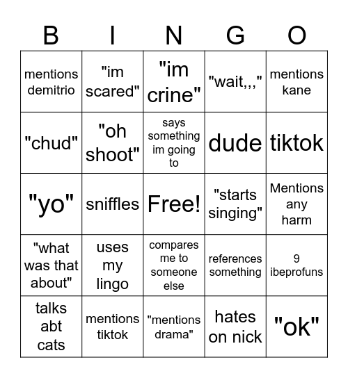 emily bingo Card