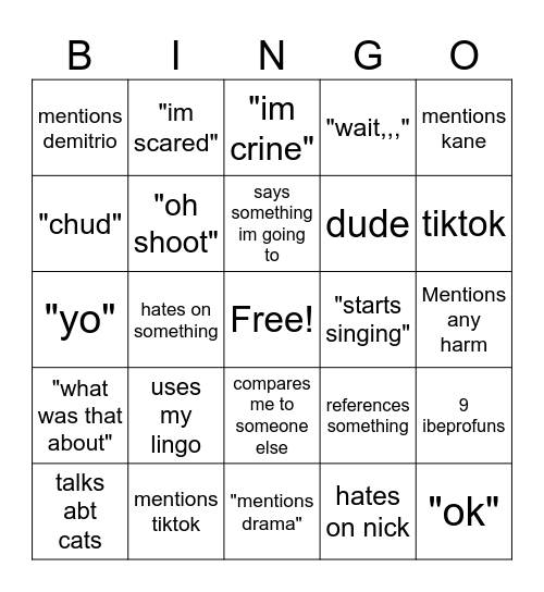 emily bingo Card
