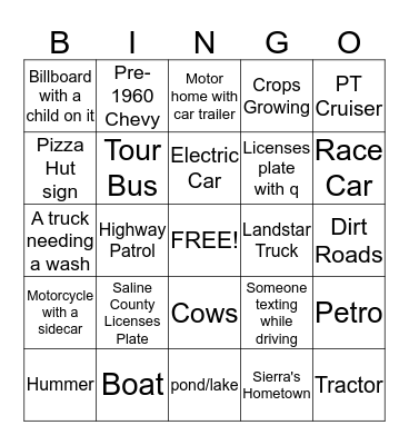 Mission Trip Bingo Card