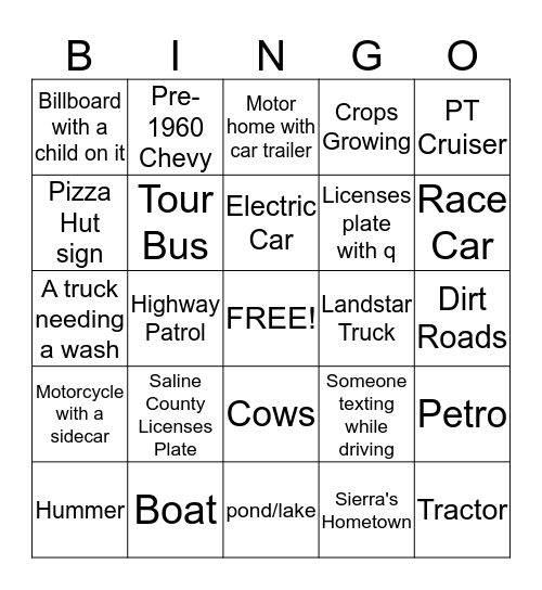 Mission Trip Bingo Card