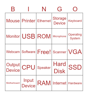 Computer Bingo Card