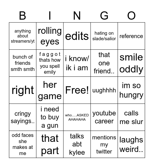 shaelynn Bingo Card