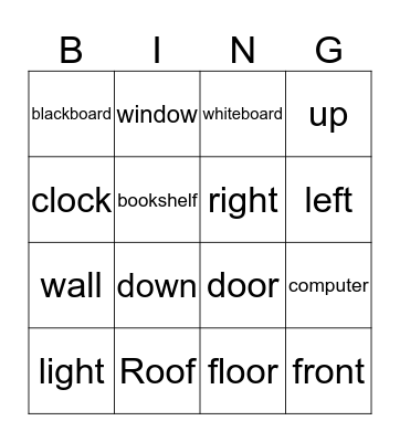 Classroom 2  Bingo Card