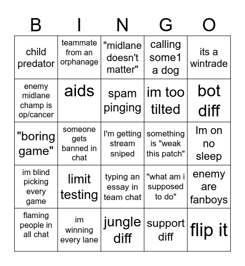 tarzaned bingo Card